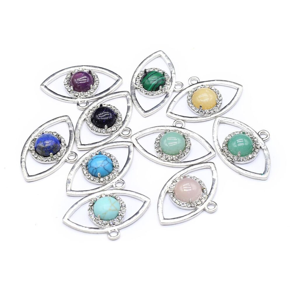 5600 8pcs Natural Stone Pendant Eye Shape Healing Crystals Stone Charms